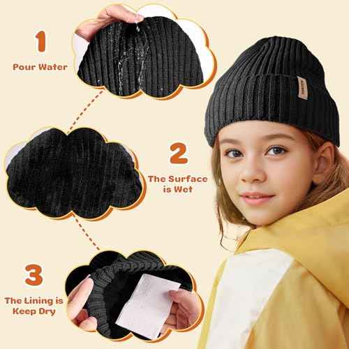 Sukeen Kids Winter Beanie Hat for Girls & Boys - Warm Knitted Hat, Age 3-10, Seepage Proof, Skull Cap for Daily Outdoor Use