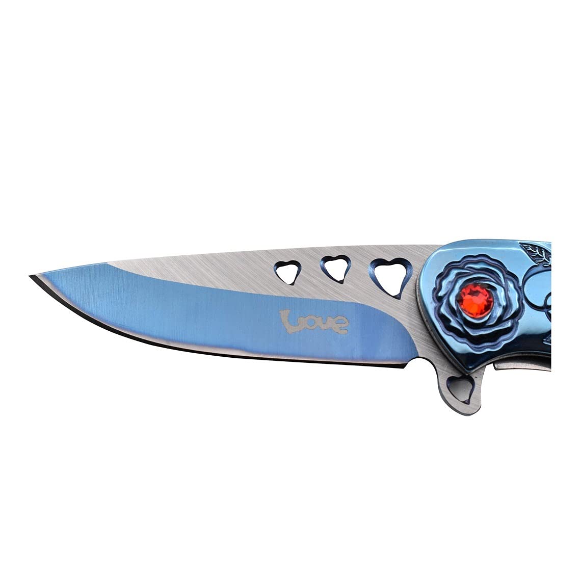 Snake Eye Tactical 7" Cupid Heart Ladies Valentines day Pocket Knife with LOVE Pocket Clip Included (Blue)