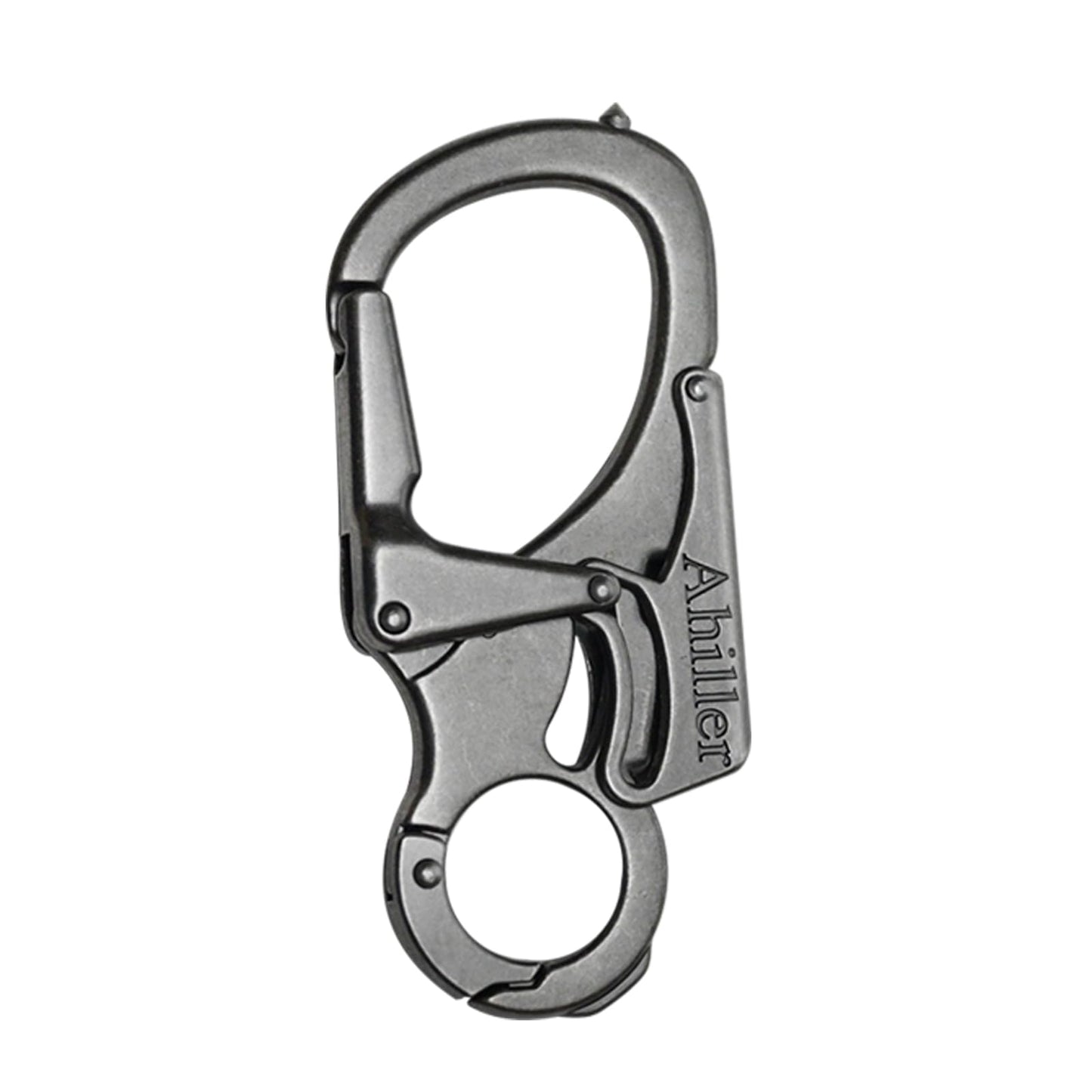 Ahiller 3" Carabiner Keychain Clip, Rugged Alloy Double Lock Design - Tungsten Steel Spike - Multi Tool Caribina, Small Key Ring Clip for Camping Hiking Fishing Outdoor Survival [Gunmetal-1P]