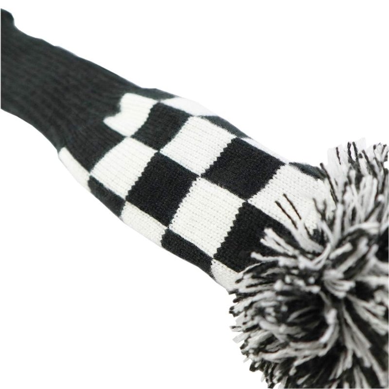4 Pieces Stripes Knitted Golf Club Head Covers 1 3 5 X Driver and Fairway Wood2 and Hybrid(UT) (Black Square(4piece Set))