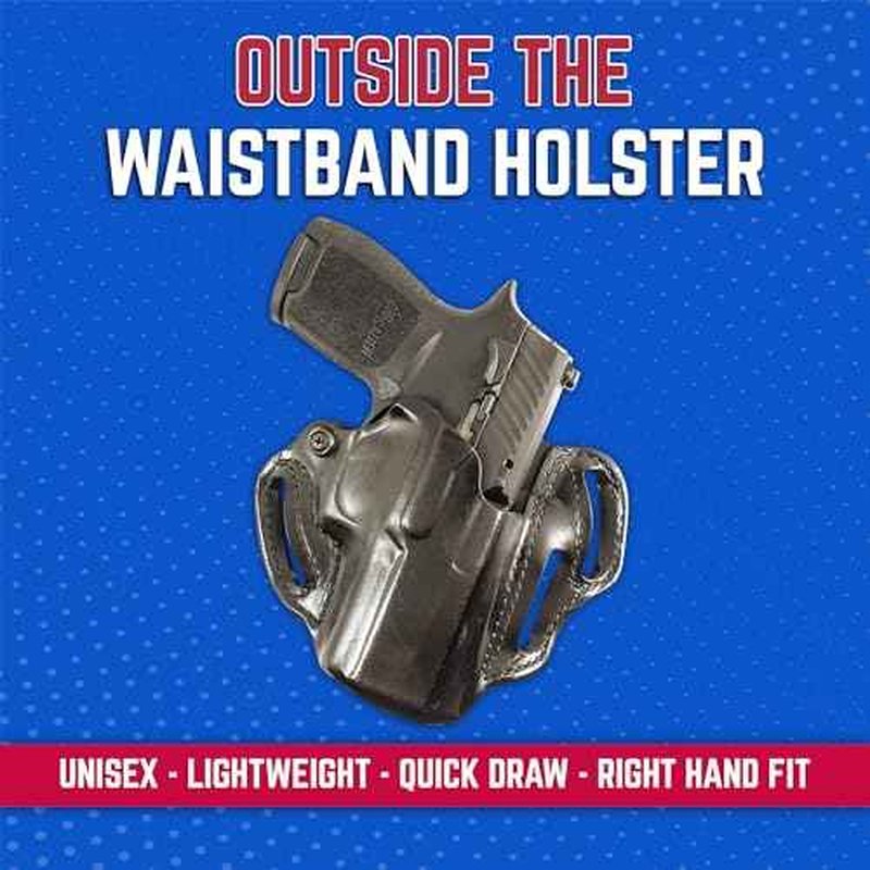 DeSantis Speed Scabbard Holster - OWB Holster, Leather Pistol Holster, Compatible with SIG P320 & P250 COMPACT/CARRY, with or without ROMEO1 Reflex Sight - SIG P320 XCOMPACT - Right Hand Draw, Black