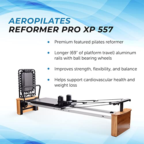 AeroPilates Reformer Pro XP 557- Pilates Reformer Workout Machine for Home Gym - Cardio Fitness Rebounder- Up to 300 lbs Weight Capacity