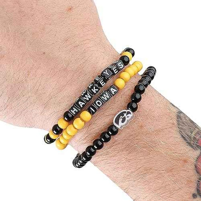 FOCO NCAA unisex-adult NCAA College Team Logo Officially Licensed 3-Pack Beaded Friendship Bracelets