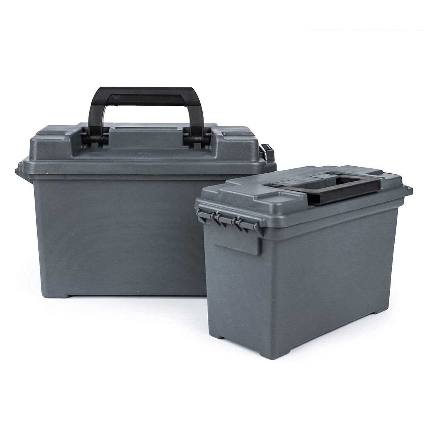GUGULUZA Plastic Ammo Cans, 2-Pack 30 50 Cal Field Cases Storage Boxes Grey