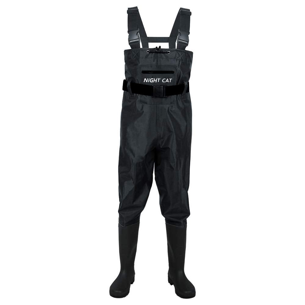 Night Cat Fishing Wader for Men Women Waterproof Hunting Chest Wader with Boots Belt Breathable Lightweight Black Size 10