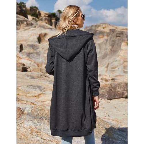 Zeagoo Women's Zip Up Hoodies Long Tunic Sweatshirts Oversized Fleece Casual Long Sleeve 2024 Fall Hoodie Jacket Coat