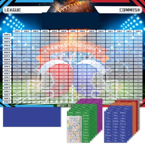 ROPODE Fantasy Football Draft Board Kit 2026-2027 - Red & Blue, Large 5.3x3.7 ft, 650+ Labels