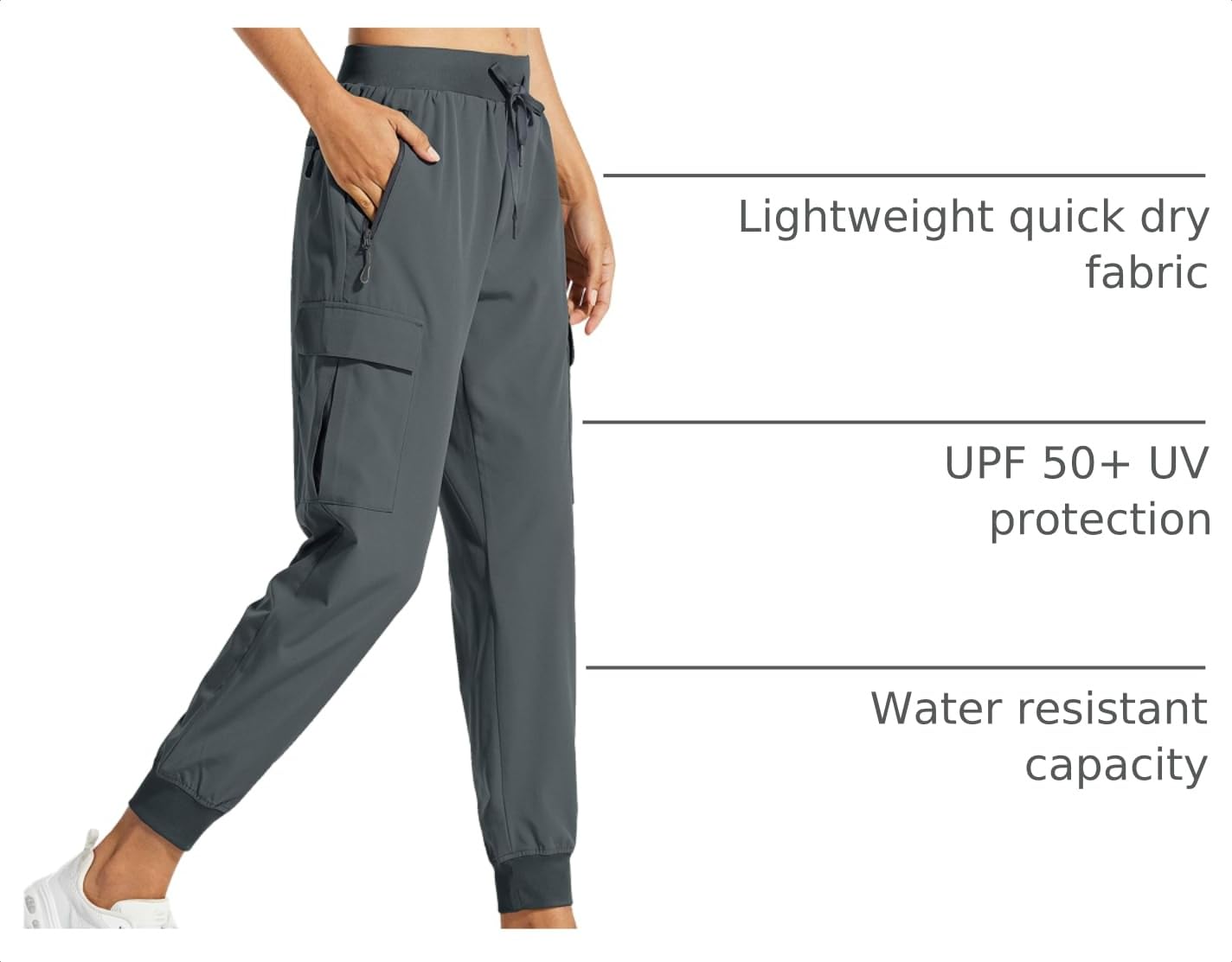 Libin Women's Hiking Cargo Pants Quick Dry Joggers Tall, Steel Gray XXXL