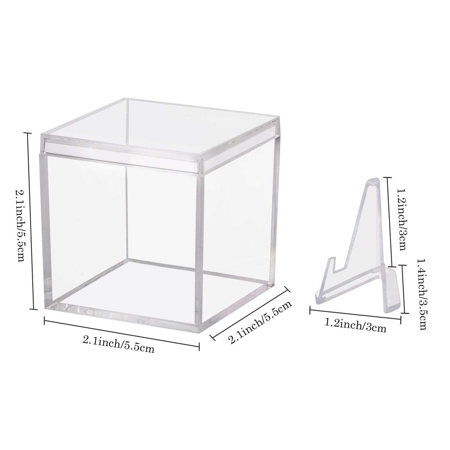 10 Pack Championship Ring Display Case Clear Acrylic Case Display Box for Sports Baseball Basketball Softball Golf Single Ring Coin Holder Stand, 2.16 Inch