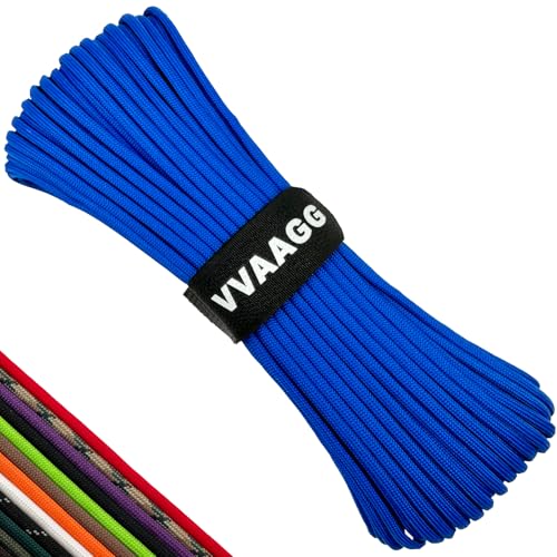 VVAAGG 550 Paracord 100FT - 4mm Lightweight and Durable Camping Rope, Tent Rope, 7 Strand Nylon Parachute Cord Rope (Blue)