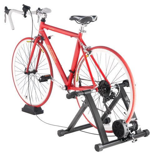 Exercise Bike Trainer - Indoor Bicycle Training Stand With Quiet 5-Level Magnetic Resistance and Front Wheel Riser Block by Bike Lane