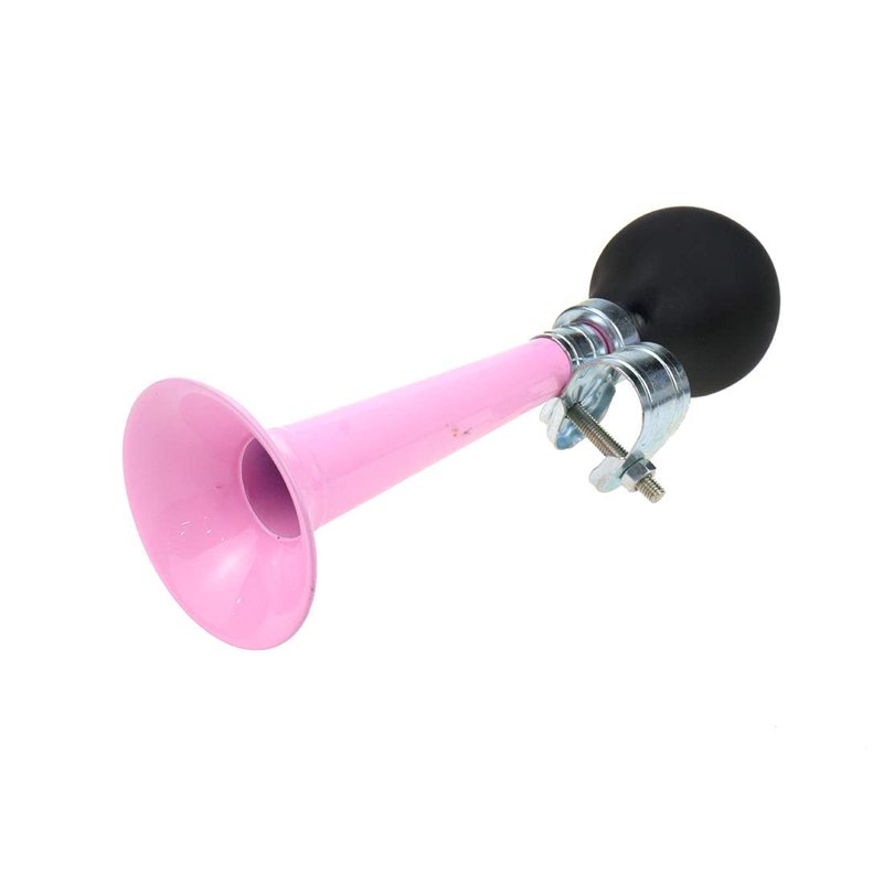AUTUT Bike Bugle Horn Retro Clown Horn Metal Air Horn with Squeeze Bulb for Bicycle Golf Cart, Pink