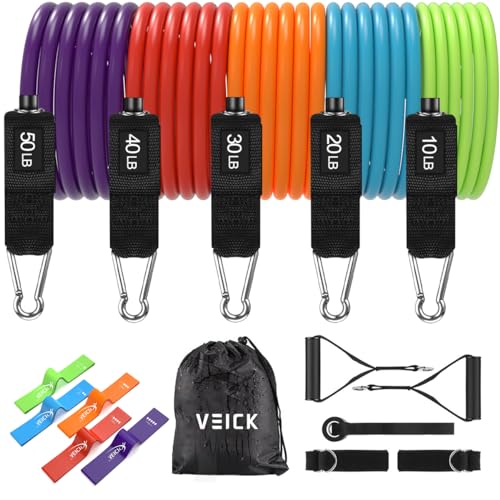 VEICK Resistance Bands, Exercise Bands, Workout Bands, Resistance Bands for Working Out with Handles for Men and Women, Exercising bands for Fitness Weights Work out at Home