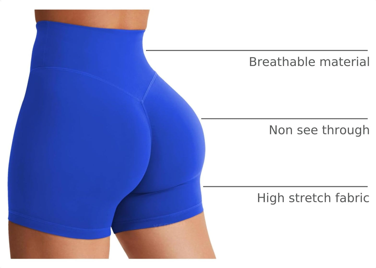 YEOREO SoftHue Women's Biker Shorts Workout Hidden Scrunch Gym Shorts Blue