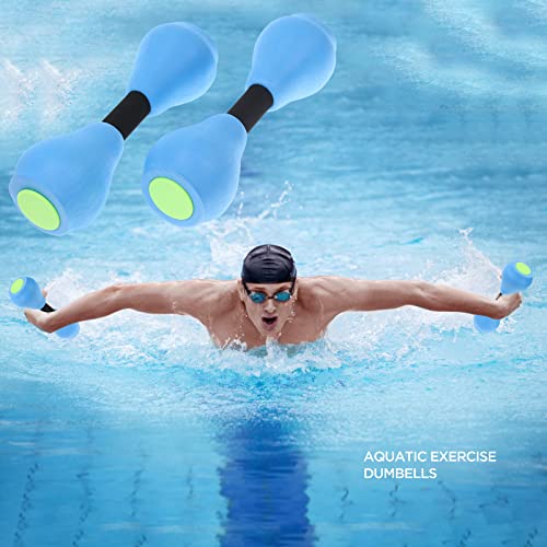 SDUSEIO 1 Pair Aquatic Exercise Dumbells Water Aerobic Exercise Foam Dumbbells Pool Resistance Swimming Training Water Fitness Equipment for Weight Loss Adults Family (2 Pieces) blue