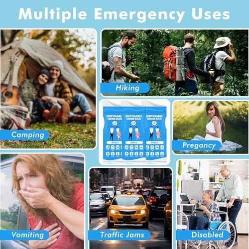 Disposable Pee Bags, 900ML Urine Bags for Women Men, 8/12/24 Pack Emergency Portable Urinal Bag and Vomit Bag Female Urinal Bags for Travel, Camping, Traffic Jams, Patient, Pregnant