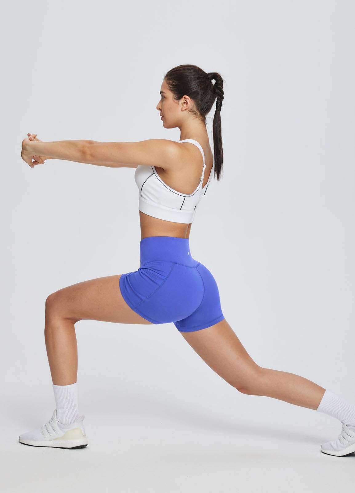baleaf Gym Shorts Women 3" Biker Workout Yoga Spandex Running Volleyball Tummy Control Compression with Pockets Earth Blue XXXL