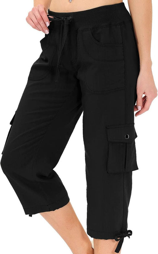 Womens Capri Pants with Pockets - Lightweight Casual Cargo Trousers for Hiking | Loose Fit, Dressy Style