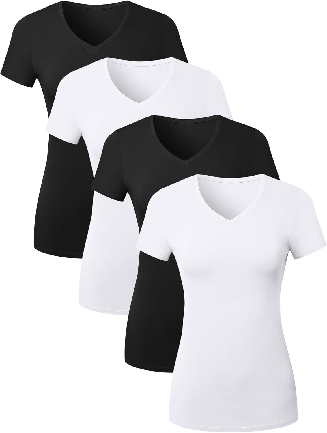 V Neck Cotton T-Shirts for Women - Short Sleeve Basic Tees | Multipack Options Available