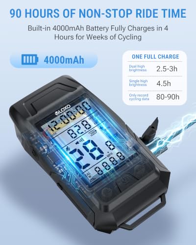 VLOXO GPS Bike Computer with Headlight & Wireless Odometer, 3-in-1 Cycling Tracker