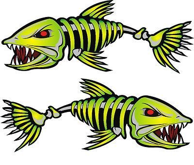 2 pcs Kayak Decal Fish Bones Skeleton Stickers for Kayak Canoe Fishing Boat Wall Car Accessories