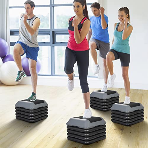 ZENY 16" x 16" High Aerobic Step Aerobics Stepper Platform with 4 Risers, Exercise Workout Stepper, Home Gym Equipment, Fitness Step Platform, Adjustable Aerobic Stepper