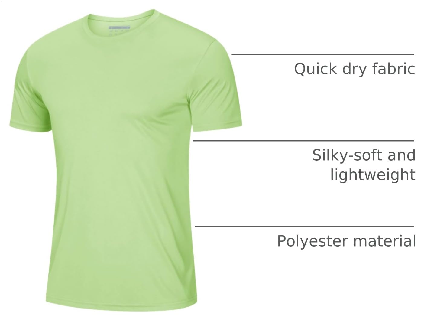 MAGCOMSEN UPF 50 Shirts for Men Short Sleeve Summer T-Shirt UV Protection Running Shirts Quick Dry T Shirts Light Green XL