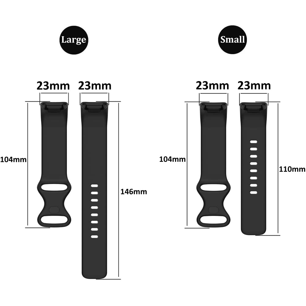 Compatible with Fitbit Charge 6/Charge 5 Bands for Women Men, Soft Silicone Replacement Wristband for Fitbit Charge 5/Charge 6 Fitness Tracker Accessories Small/Large Watchbands