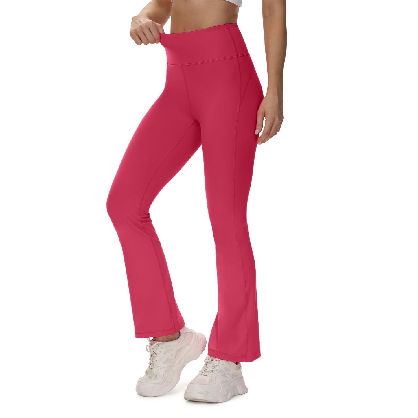 Rosemmetti Women's Bootcut Yoga Pants,High Waisted Flare Pants,Tummy Control Yoga Pants for Workout hotpink-XXL