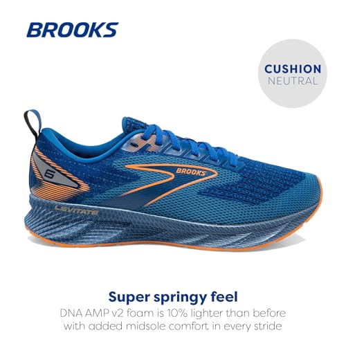 Brooks Men’s Levitate 6 Neutral Running Shoe - Classic Blue/Orange - 9.5 Medium