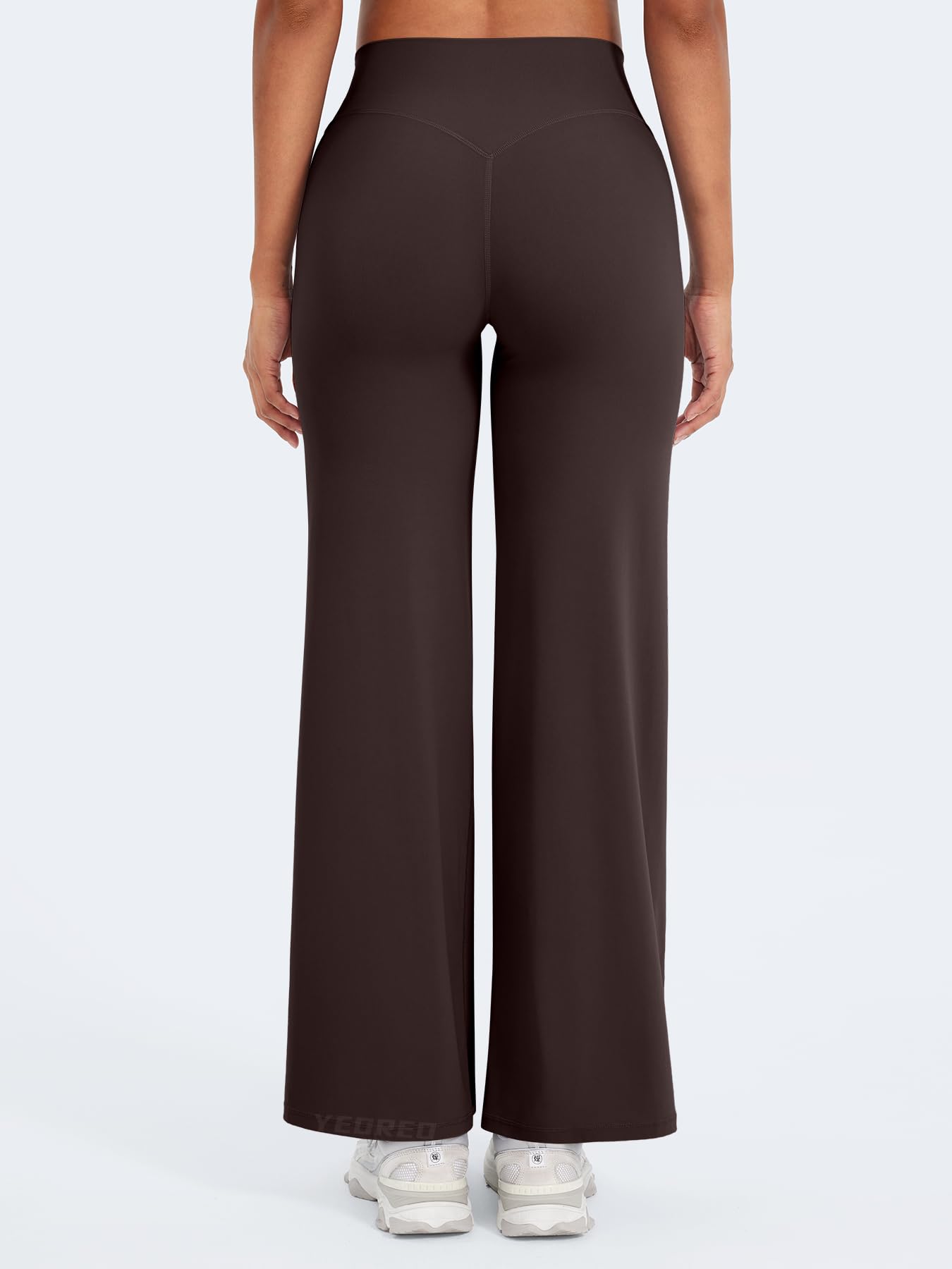 YEOREO Workout Leggings Womens No Front Seam Straight Leggings 29" High Waist Buttery Eddiy Gym Yoga Pants Dark Brown XL