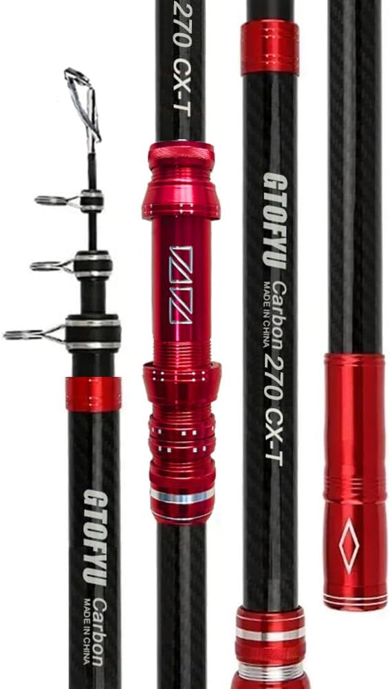 Telescopic Fishing Rod - Carbon Fiber Travel Surf Rod for Spinning | 20-50LB Medium-Heavy Baitcasting Pole