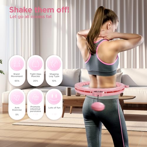 Humixx Silent Smart Waist Hula Hoop Fitness Circle with Ball, Pink