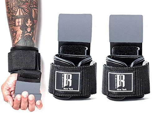 Weight Lifting Hooks Heavy Duty - Lifting Wrist Straps for Pull-ups - Deadlift Straps for Power Lifting - Lifting Grips with Padded Workout Straps for Weightlifting - Ideal Gym Gloves (Gray)