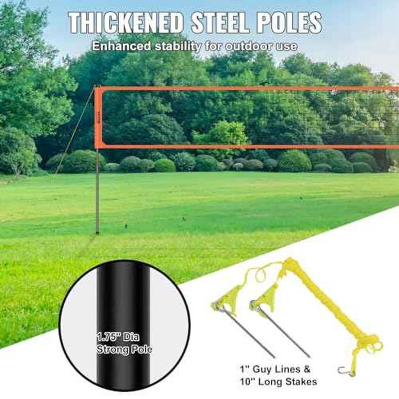 VEVOR Outdoor Portable Volleyball Net System, Adjustable Height Aluminum Poles, Professional Set with PVC Volleyball, Pump, Carrying Bag, Heavy Duty Net for Backyard, Beach, Lawn
