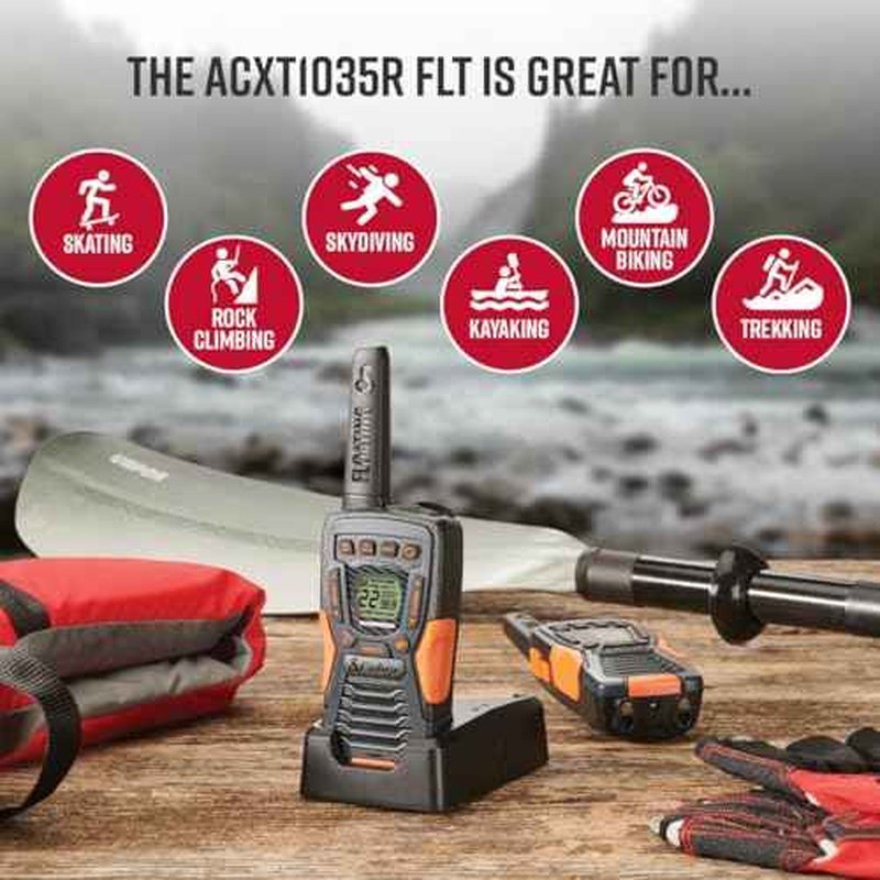 Cobra ACXT1035R FLT Floating Walkie Talkies - Waterproof, Rechargeable, Long Range up to 37-Mile Two Way Radio with NOAA Weather Alert & VOX, (2 Pack)