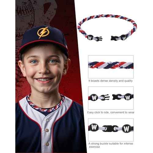 Premium Sports Baseball Necklaces for Outfit/Sport field, Classic Sports Fan Baseball Necklace w/Triple Rope Twisted Tornado Design