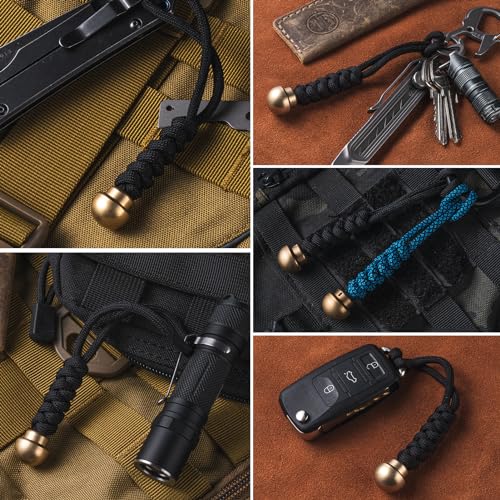 TIMULTI Paracord Bead,Knife Lanyard Beads,Brass Charms DIY Paracord Accessories,EDC Bead with 550 Paracord (TIM02-Black)