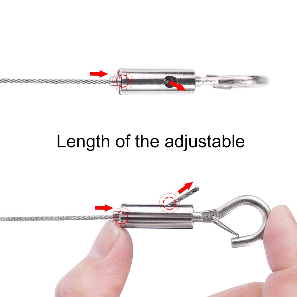 Adjustable Picture Hanging Wire 6PCS Mirror Frame Kit, 78.70.059in, Loop-Hook Design, Stainless Steel, for Mirrors, Frames, Artwork, Light Lamp, Billboards, Basket Flowerpot, Holds 44lbs