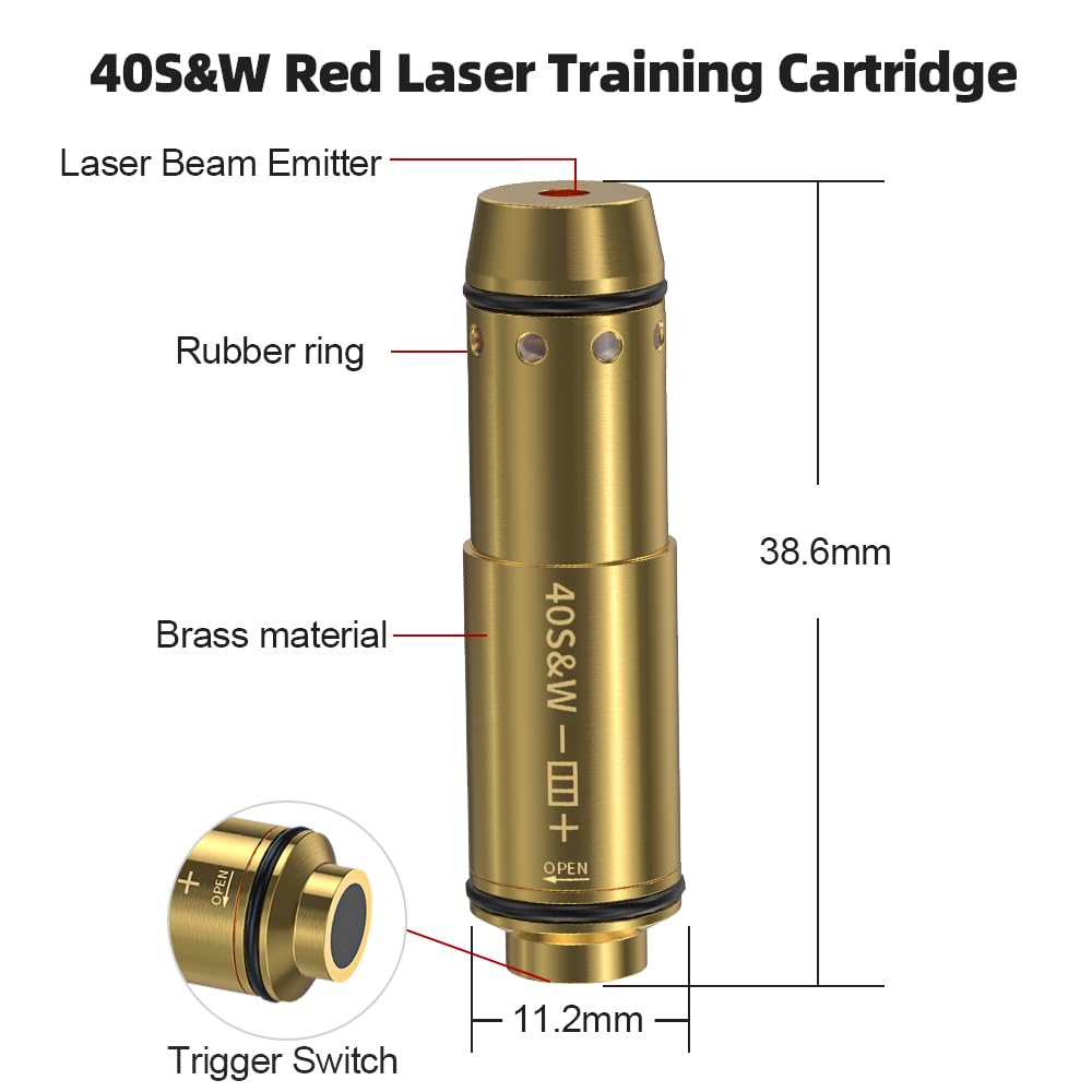 40S&W Dry Fire Training Laser Cartridge Spare O-Rings & Battery Suitable for Improving Shooting Skills