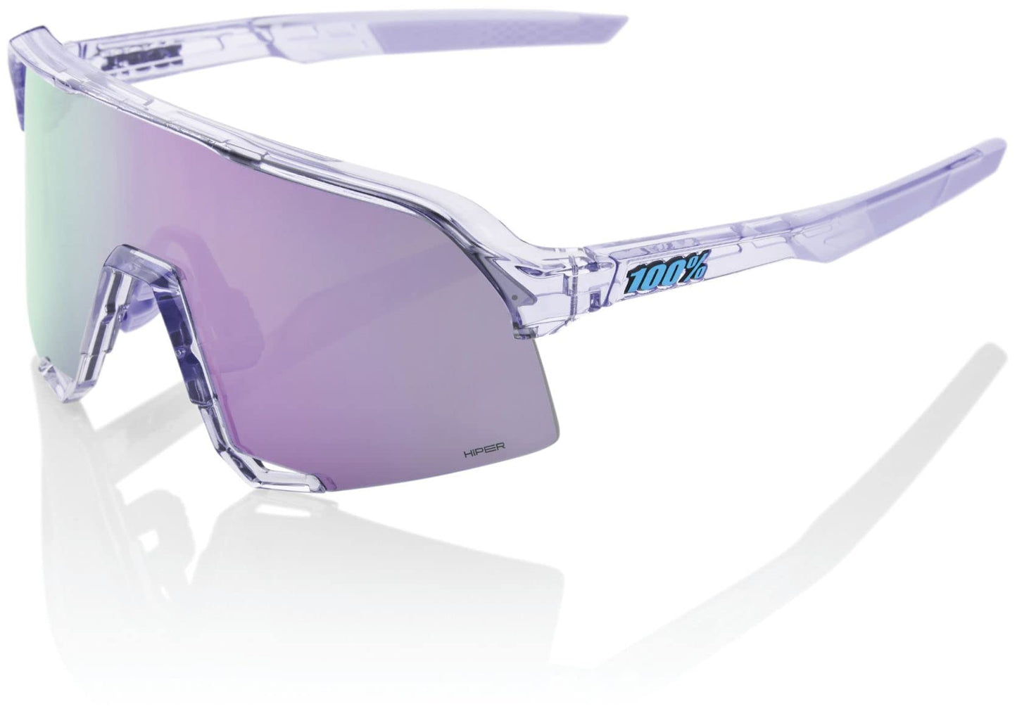 100% S3 Sport Performance Cycling Sunglasses (Polished Translucent Lavender - HiPER Lavender Mirror Lens)