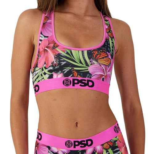 PSD Womens Sports Bra ? Wild Trip 3-Pack, Comfortable Medium Support Sports Bras for Women Pack, Womens Racerback Sports Bras Multipack, X-Large
