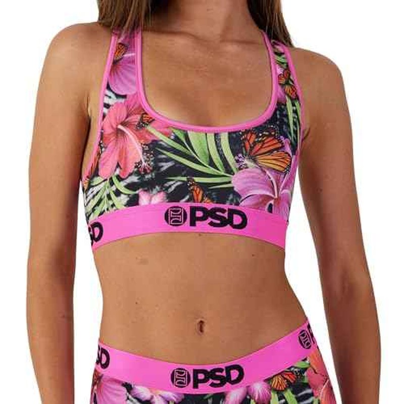 PSD Womens Sports Bra ? Wild Trip 3-Pack, Comfortable Medium Support Sports Bras for Women Pack, Womens Racerback Sports Bras Multipack, Large