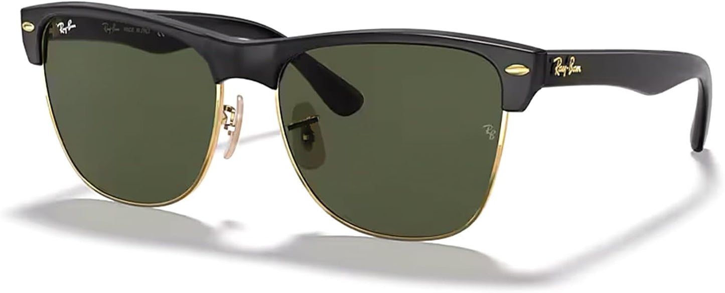 Ray-Ban Clubmaster Oversized Sunglasses - 57MM Demishiny Black/Crystal Lens | Gold/Crystal G-15 Green