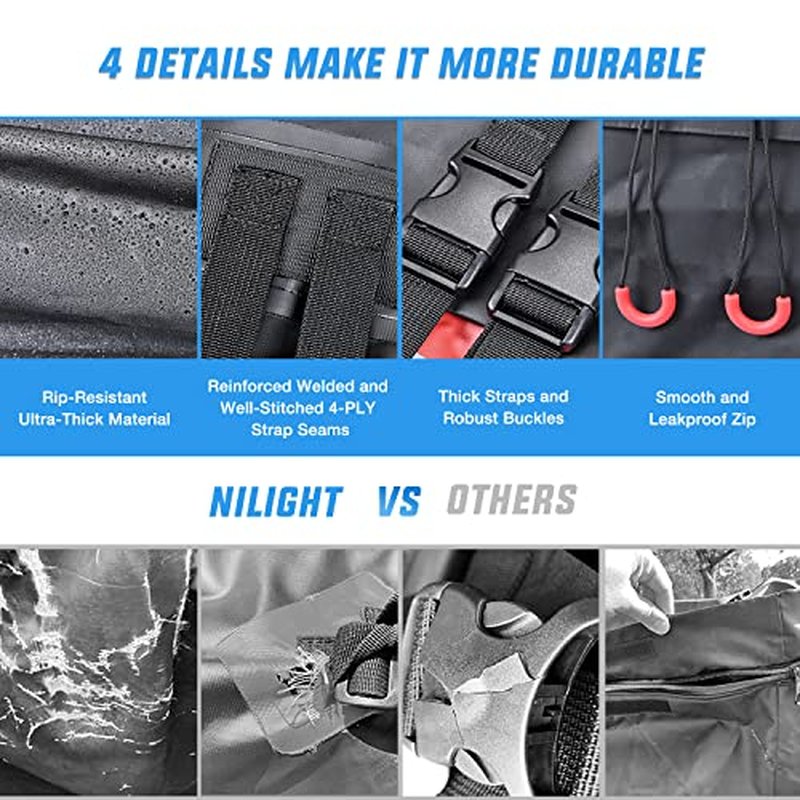 Nilight Car Roof Bag 21 Cubic Feet Waterproof Rooftop Cargo Carrier,Suitable for All Vehicle with/Without Rack - Waterproof Zip,Reflective Strip,Anti-Tear 840D PVC, with Anti-Slip Mat