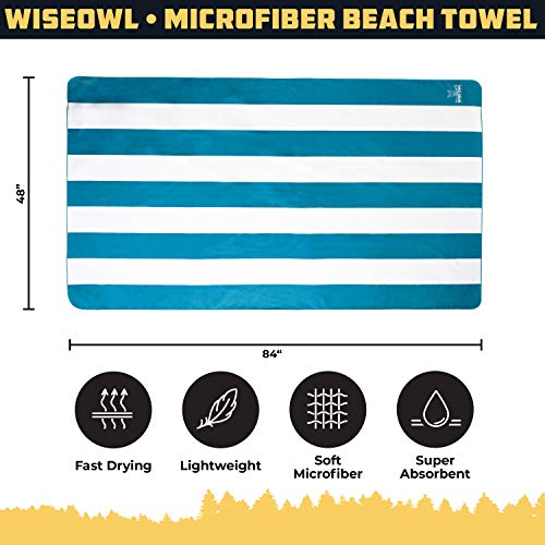 Wise Owl Outfitters Beach Towel and Yoga Towel - Quick Dry Microfiber Travel Towel for Beach, Pool, Yoga, Swim, Hand, Face, and Body