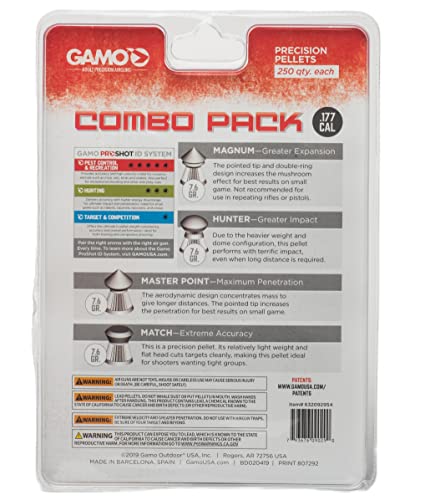 Gamo Wildcat Whisper Air Rifle .177 Cal, Black & 632092954 Air Rifle Pellets Combo Pack.177 Caliber, Quantity 1000 (Magnum, Masterpoint, Hunter, Match)