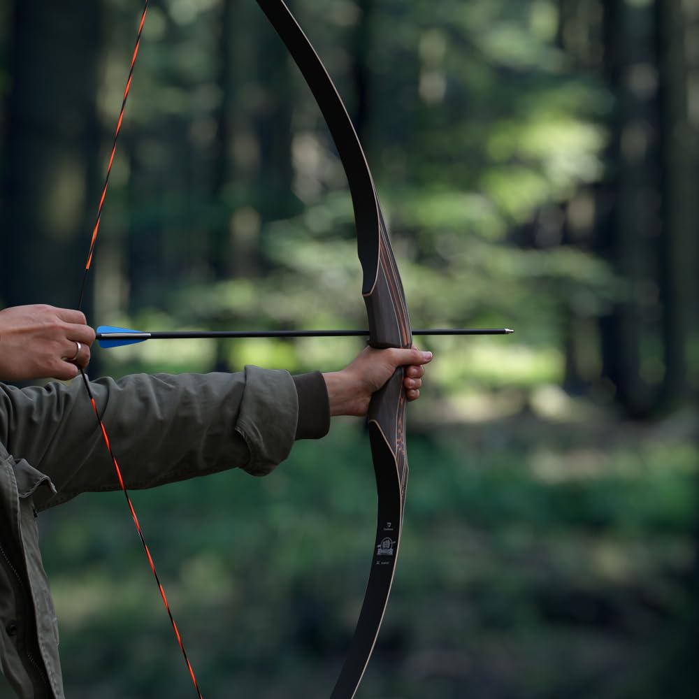 DEERACE 60" Ranger Longbow Traditional One Piece Bow, 25-60 Lbs Right Hand Wooden Hunting Bow