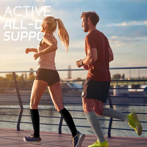 Compression Socks for Women & Men 15-20mmHg Knee High Support Socks for Running Athletic Travel