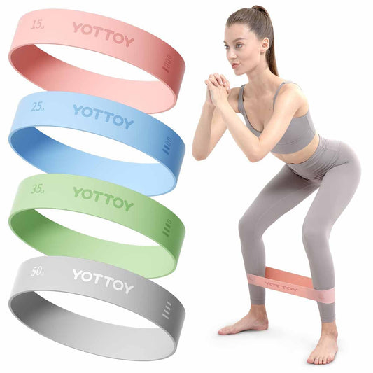 YOTTOY Silicone Resistance Bands for Working Out- 4 Levels of Exercise Loop Bands,Elastic Bands for Legs,Effective Physical Therapy Home Workouts, Yoga, and Fitness